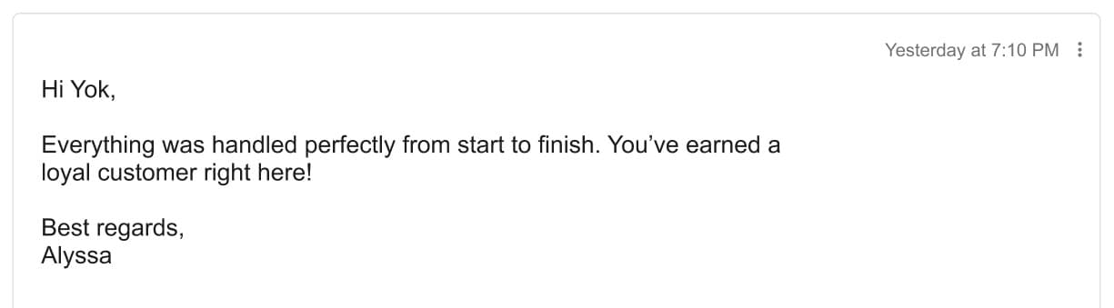 Customer testimonial 5